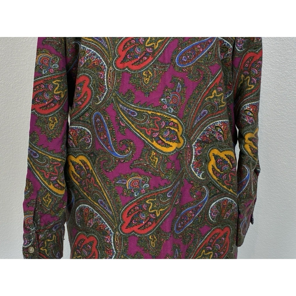 Ralph Lauren Cotton Flannel Pjs Night Shirt Pink Paisley Sleepshirt Nightie L - Picture 8 of 16